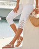 Solid Colour Cropped Pants with Lace Trim