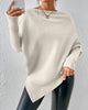 Solid Colour Sweater with Asymmetric Hem