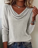 Trendy Long-Sleeve Sweater with Faux Fur Collar