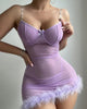 Sheer Slim-Fit Nightgown Set with Garter Straps