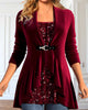 Sequin Patchwork Top with Ruffles