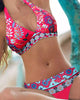 Floral and Geometric Print Backless Bikini