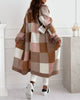 Relaxed-Fit Casual Cardigan with Contrast Plaid and Pocket