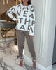 Two-Piece Hoodie Set with Letter Print