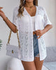 Elegant Short-Sleeve Cutout Cardigan in Solid Colour