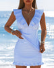 Striped Tankini with Ruffle Hem