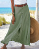 Solid Colour Long Slit Skirt