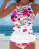 Romantic Floral Swimsuit with Necklace Detail