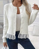 Long-Sleeve Sweater Coat with Lace Panels