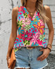 Floral-Print V-Neck Sleeveless Tank Top