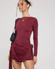 Ilyssia | Garnet red boat neck mini dress