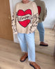 Casual Sweater with Heart Print