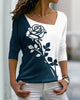 Long-Sleeve Blouse with Rose Print