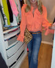 Solid Colour Long-Sleeve Patchwork Ruffle Top