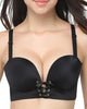 Wire-Free Padded Push-Up Bra with Plunging Neckline - Adds Two Cup Sizes