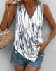 Asymmetric Printed V-Neck Tank Top