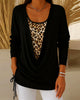 Faux Two-Piece Lace-Up Leopard Print T-Shirt