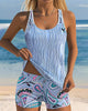 Striped-Print Two-Piece Tankini Swimsuit