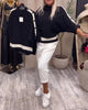 Buttoned Colour-Block Sweater
