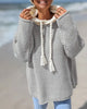 Hooded Colour-Block Sweater with Lace-Up Detail