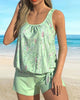 Printed Two-Piece Swimsuit with Pearl Necklace Detail