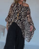 Long-Sleeve Blouse with Batwing Sleeves and Abstract Print