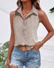 Striped-Collar Sleeveless Tank Top