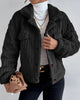 Thick Casual Solid Colour Coat with Buttoned Lapel and Long Sleeves