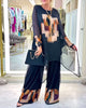 Elegant Long-Sleeve Printed Wide-Leg Set