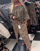 Fashion One-Shoulder Leopard Print Blouse