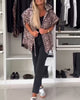 Trendy Zip-Up Hooded Coat with Leopard Raglan Sleeves