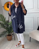 Button-Up Hooded Coat with Letter Print