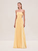 Varranza - Pleated Cutout Waist A-line Slip Maxi Dress