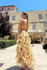 Velora | Rose-print chiffon maxi dress with slit