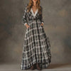 Marisela - Plaid maxi dress with belt