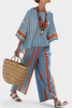 Velmere | Terracotta Striped Top & Linen Pants