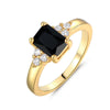 Gold Black Spinel Baguette Ring