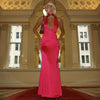 Faelira | Satin maxi dress with pussy bow collar