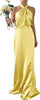 Ismira | Elegant Ruched Halterneck Maxi Dress