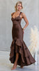 Marianna - Brown Ruffle Bustier Maxi Dress