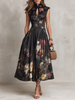 Rosie - Floral Satin Keyhole Midi Dress