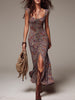 Anselma | Purple Floral Pleated Maxi Dress