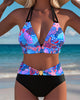 Sexy Backless Triangle Print Bikini
