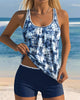 Sleeveless Printed Two-Piece Tankini with Boyshorts