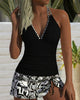 Plunge V-Neck Peplum One-Piece Swimsuit