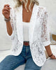 Elegant Solid Colour Coat with Floral Lace Lapel