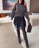 Loose Off-Shoulder Sweater and Lace-Hem Dress Set