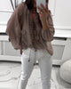 Solid Colour Lace-Up Blouse with 3D Flowers