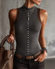 Knit Sleeveless Mock-Neck Tank Top