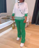 Contrast Stripe Sweater & Pants Set